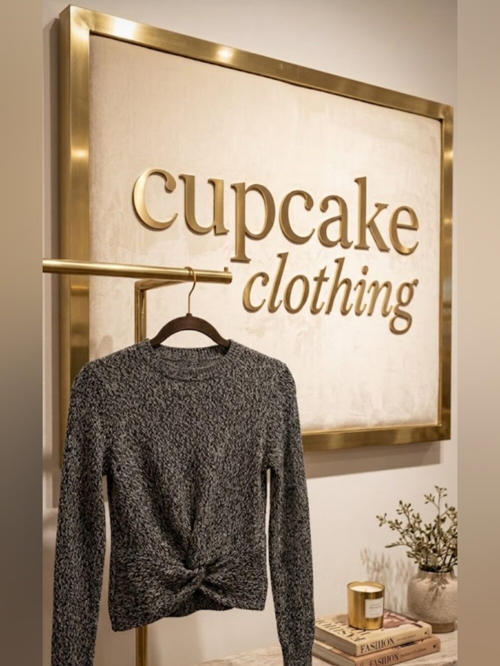 NWOT Cupcake Clothing LTD Gray Marled Twist Front Cropped Sweater XL